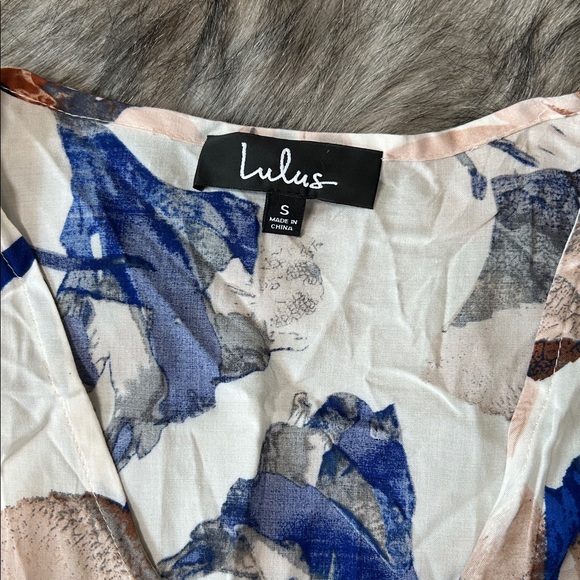 Lulu's Loveliest Of All White Blue Floral Lace Up Maxi Dress Size Small - Picture 10 of 13